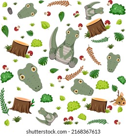 Ilustración de patrón sin soldadura de cocodrilo de corte