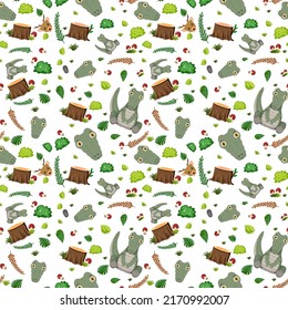 Cute crocodile seamless pattern illustration
