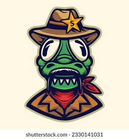 cute crocodile sheriff character vector
