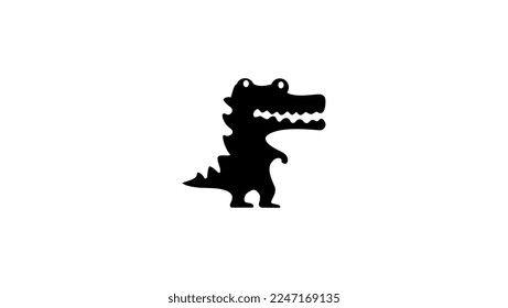 Cute crocodile silhouette, high quality vector