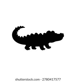 Cute Crocodile silhouette icon vector flat design.