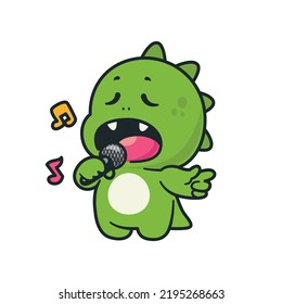 Cute Crocodile Singing Icon Vector Illustration. Cute animal isolated vector cartoon style.