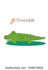 The cute crocodile smiles happily vector.