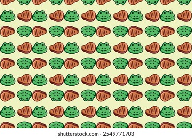 cute crocodile and steak beef seamless pattern, cartoon wild animals background, baby clothing vector illustration