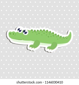 Cute crocodile sticker vector illustration. Flat design.
