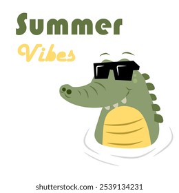 Cute Crocodile Summer Vibes with black google glass