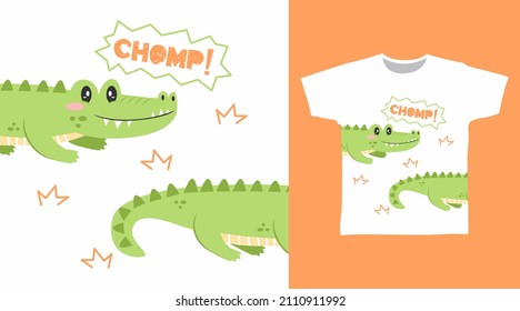 Cute crocodile tee design concept
