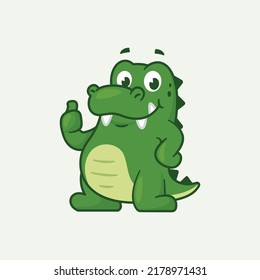 Cute Crocodile Thumb Up Cartoon vector Icon Illustration. Animal cute mascot design.