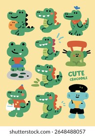 Cute Crocodile Vector Character Illustrator Cartoon