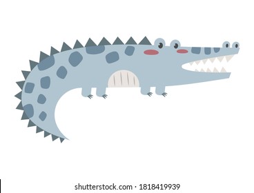 Cute crocodile vector illustration cartoon isolated on white background. Alligator vector pastel cartoon.