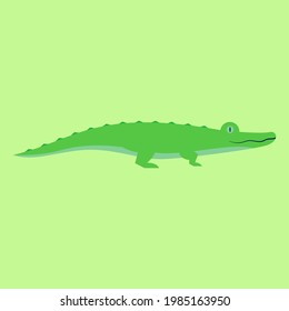 Cute crocodile vector illustration. Cartoon alligator reptile animal character. Vector crocodile mascot for printing on products and packaging in simple children's style.