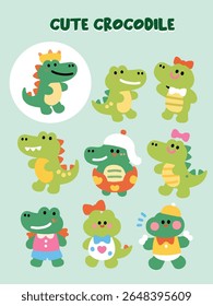 Cute Crocodile Vector Illustration Cartoon