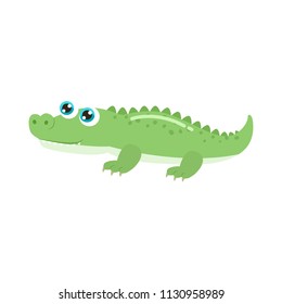 Cute crocodile vector illustration. Flat design.