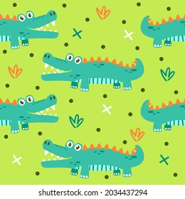 Cute crocodile vector pattern illustrations