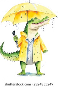 Cute Crocodile in Watercolour illustration vector