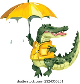 Cute Crocodile in Watercolour illustration vector
