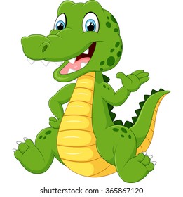 Crocodilo bonito agitando a mão