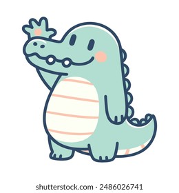 Cute Crocodile Waving Hand Cartoon Illustration