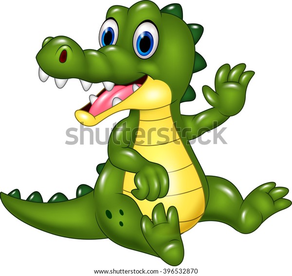 Cute Crocodile Waving Hand Isolated On Stock Vector (Royalty Free ...