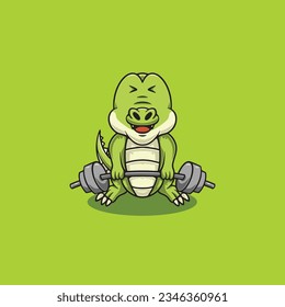 Cute crocodile workout cartoon illustration