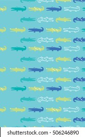 Cute crocodiles pattern. Vector texture in childish style great for fabric and textile, wallpapers, web page backgrounds, cards and banners design
