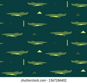 Cute crocodiles print. Alligator characters seamless pattern, childish background.