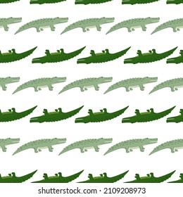 Cute crocodiles seamless pattern.Funny animals background. Repeated texture in doodle style for fabric, wrapping paper, wallpaper, tissue. Vector illustration.