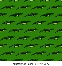 Cute crocodiles seamless pattern.Funny animals background. Repeated texture in doodle style for fabric, wrapping paper, wallpaper, tissue. Vector illustration.