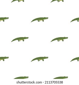 Cute Krokodile nahtlos Muster.Funny animal hintergrund. Wiederholte Textur im Doodle-Stil für Stoff, Wickelpapier, Tapete, Gewebe. Vektorgrafik.