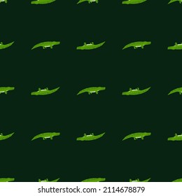 Cute Krokodile nahtlos Muster.Funny animal hintergrund. Wiederholte Textur im Doodle-Stil für Stoff, Wickelpapier, Tapete, Gewebe. Vektorgrafik.