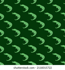 Cute crocodiles seamless pattern.Funny animals background. Repeated texture in doodle style for fabric, wrapping paper, wallpaper, tissue. Vector illustration.