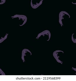 Cute crocodiles seamless pattern.Funny animals background. Repeated texture in doodle style for fabric, wrapping paper, wallpaper, tissue. Vector illustration.
