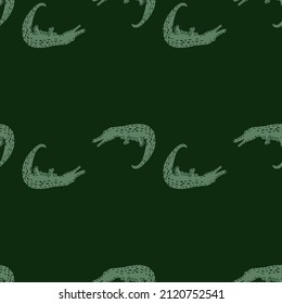 Cute crocodiles seamless pattern.Funny animals background. Repeated texture in doodle style for fabric, wrapping paper, wallpaper, tissue. Vector illustration.