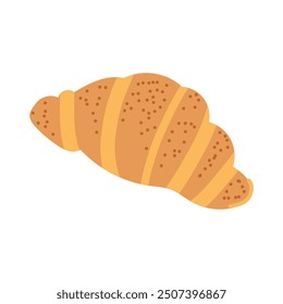 Cute croissant. Baking. Flat vector illustration with white isolated background. Hand-drawn style.