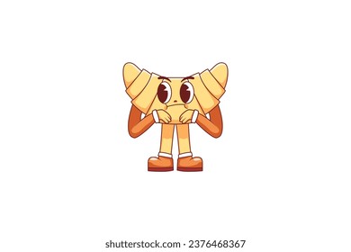 Cute Croissant Character Design Illustration