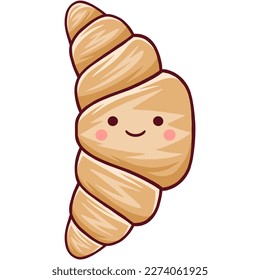 cute croissant character in trendy kawaii style.