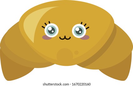 Croissant, ilustración, vector sobre fondo blanco.