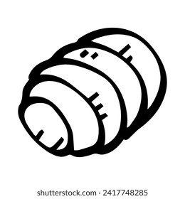 cute croissant outline sweet dessert. Flat Design isolated colored clipart.