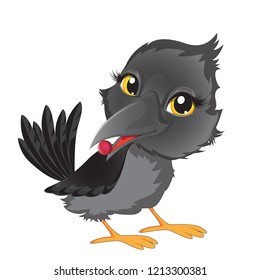 cute crow with berry