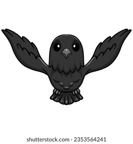 Cute crow bird cartoon flying