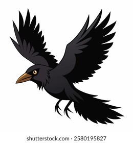 Cute crow bird. Suitable for educational posters, logos, children's books and encyclopedias. Children's picture. Vector illustration