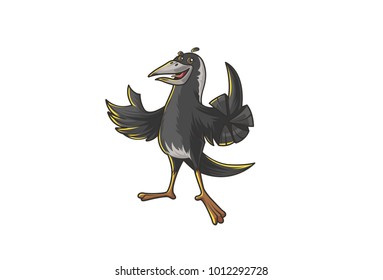 Cute Crow Bird. Vector Illustration. isolated on white background.