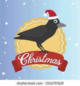 Cute crow, bird, vector illustration