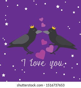 Cute crow, bird, vector illustration