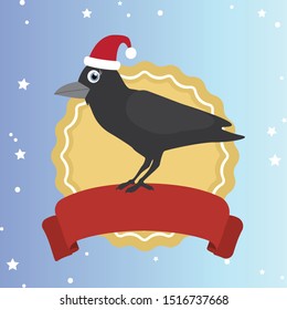 Cute crow, bird, vector illustration