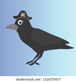 Cute crow, bird, vector illustration