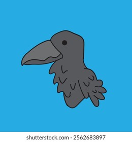 cute crow with blue Background