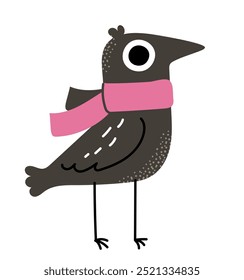 Cute crow character in scarf 