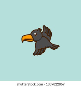 Cute crow flying in the sky