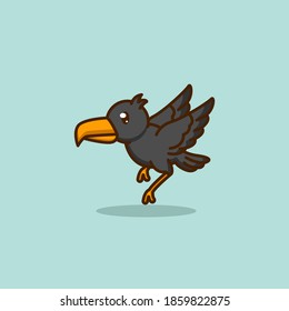 Cute crow flying in the sky
